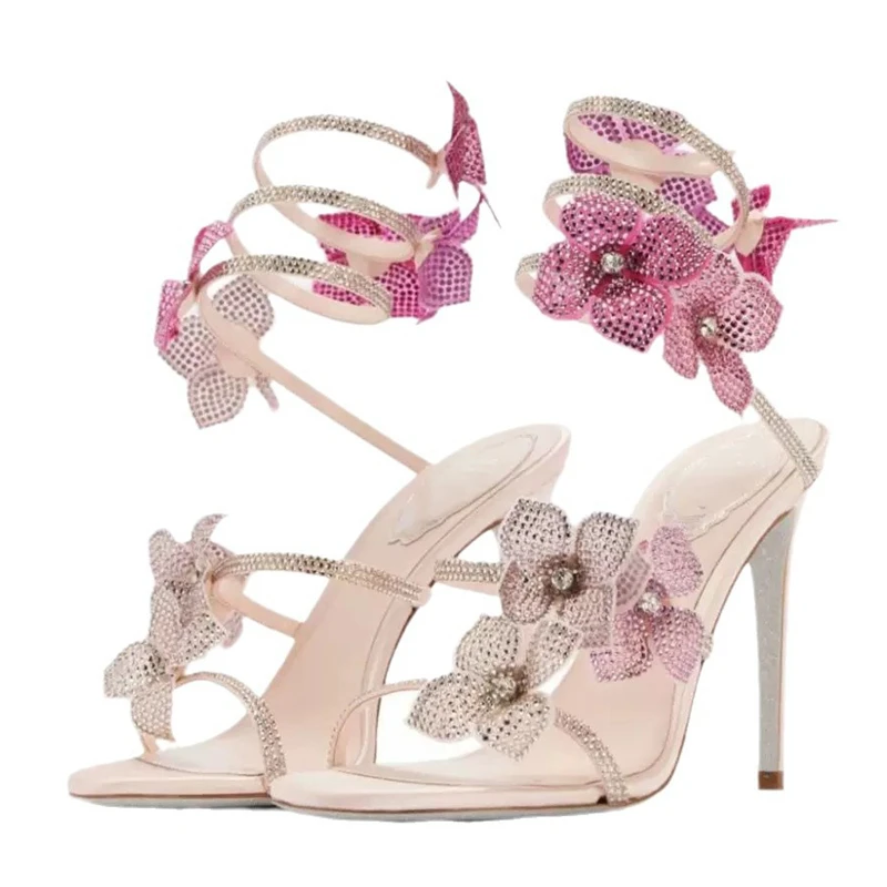 Peep Toe Heels - Eilyken Sexy CRYSTAL Flower Thin High