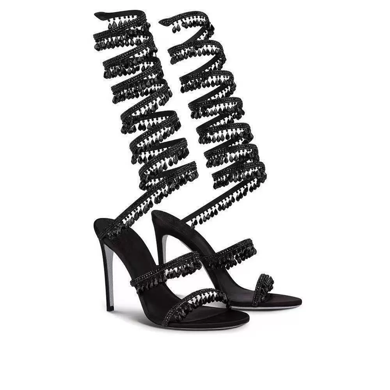 Rhinestone Sandal Women - Thin high-heeled sandals summer new snake-shaped