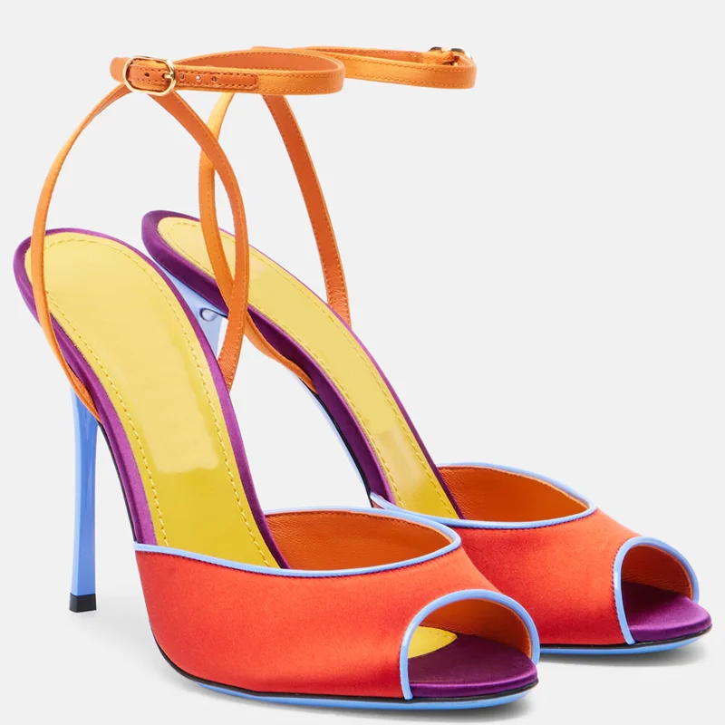 Satin Mixed Colors Peep Toe Sa - đánh giá và giá Peep Toe Heels