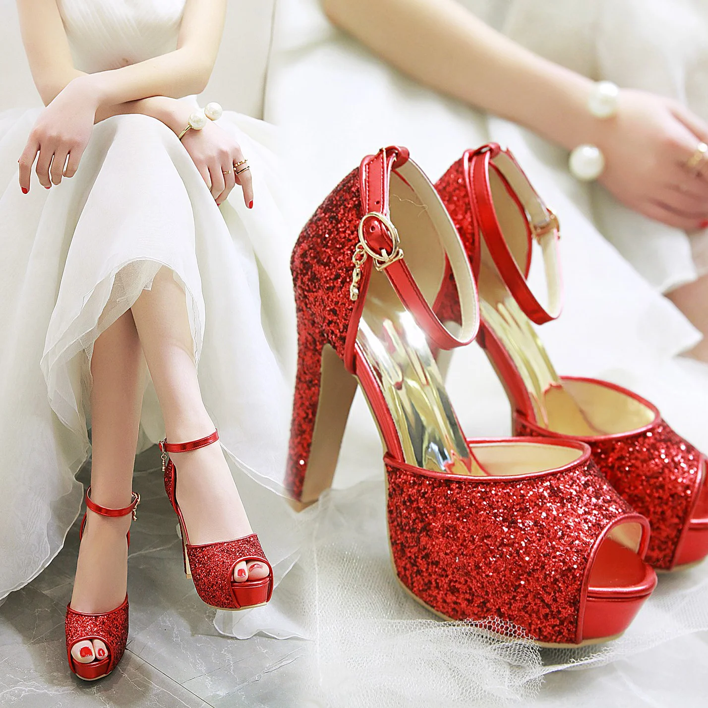 Bạc Phụ Nữ Mùa Hè Cao Cấp Nền  - đánh giá và giá Peep Toe Heels