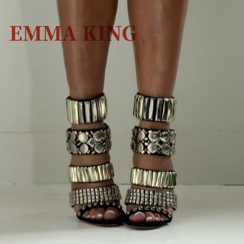 Black Embellished Ankle Strap  - đánh giá và giá Rhinestone Sandal Women