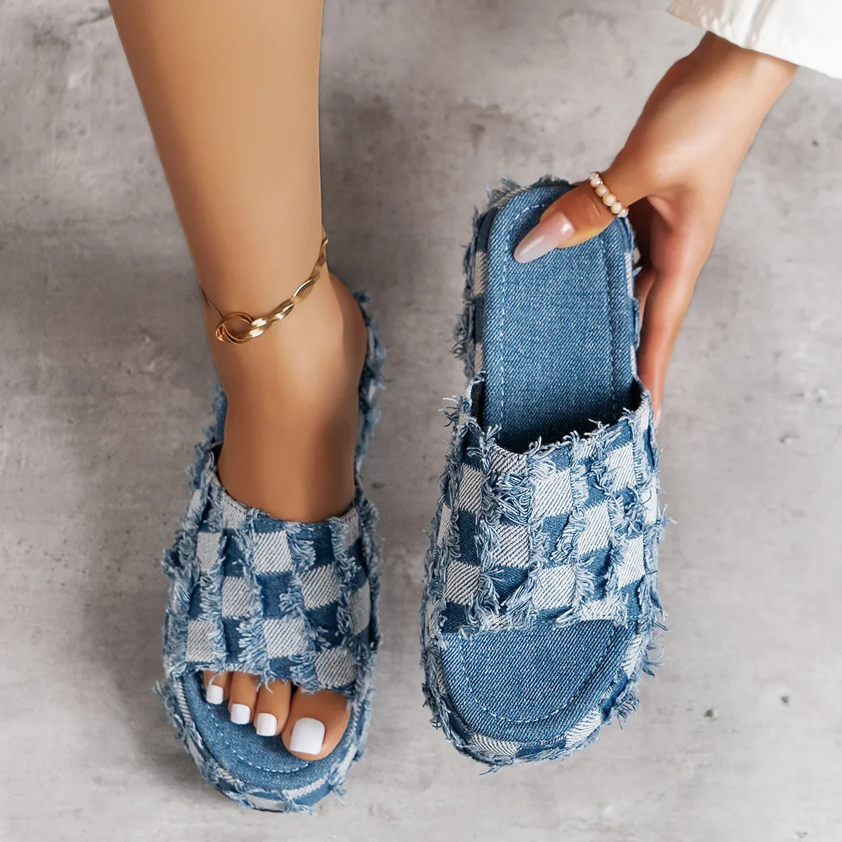 New Women Denim Slides Summer  - đánh giá và giá Women Shoes Jeans