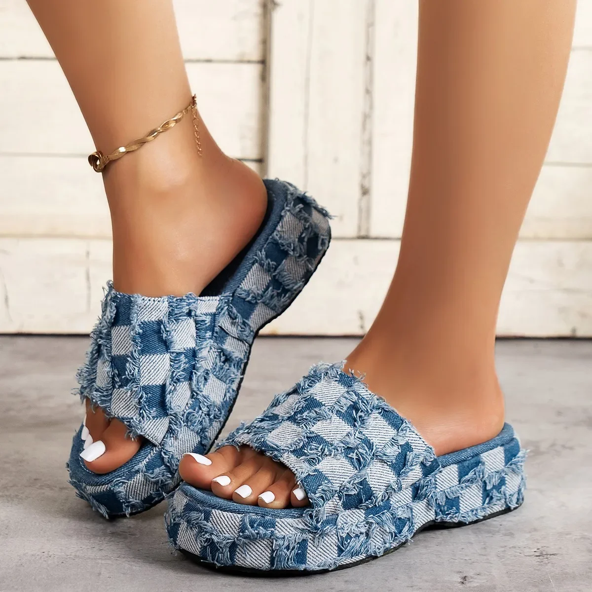 New Women Denim Slides Summer  - đánh giá và giá Women Shoes Jeans