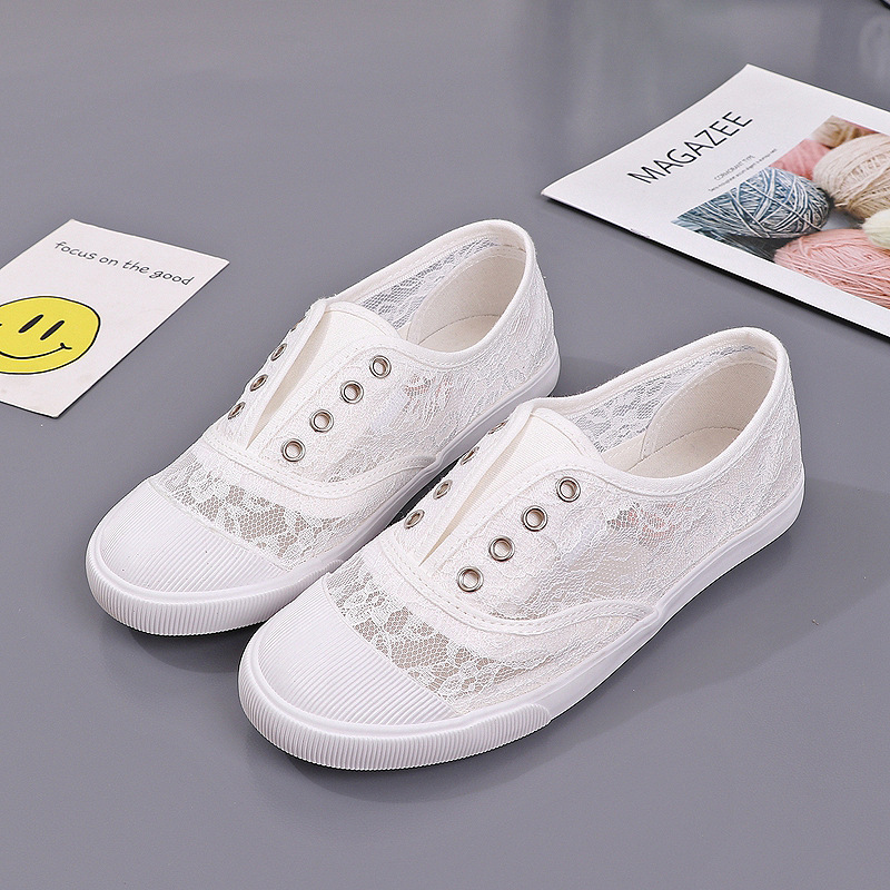 Fashion Lace White Canvas Shoe - đánh giá và giá Loafer Flat Women