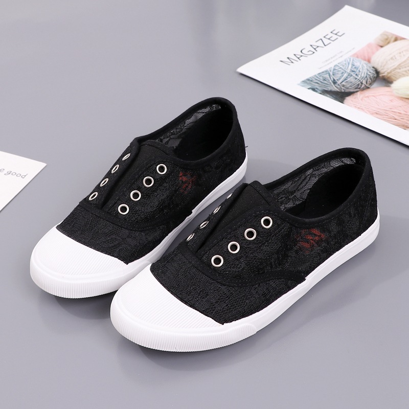 Fashion Lace White Canvas Shoe - đánh giá và giá Loafer Flat Women