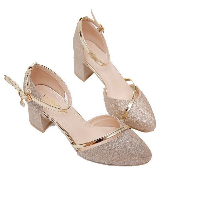 Women's Glitter Chunky Block H - đánh giá và giá Ankle Strap Heels