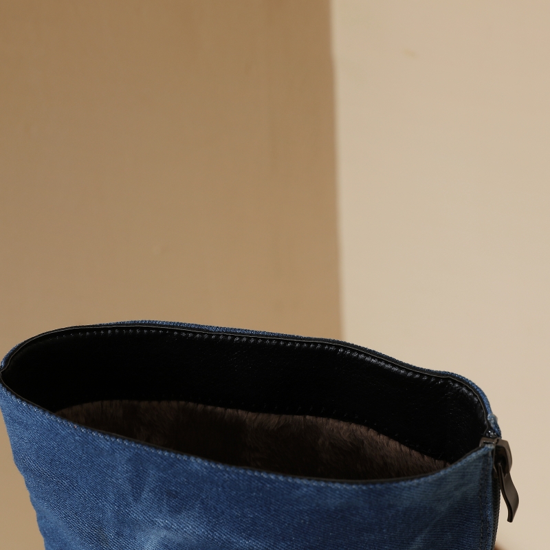 Blue Jeans Knee High Boots Wom - đánh giá và giá Women Shoes Jeans