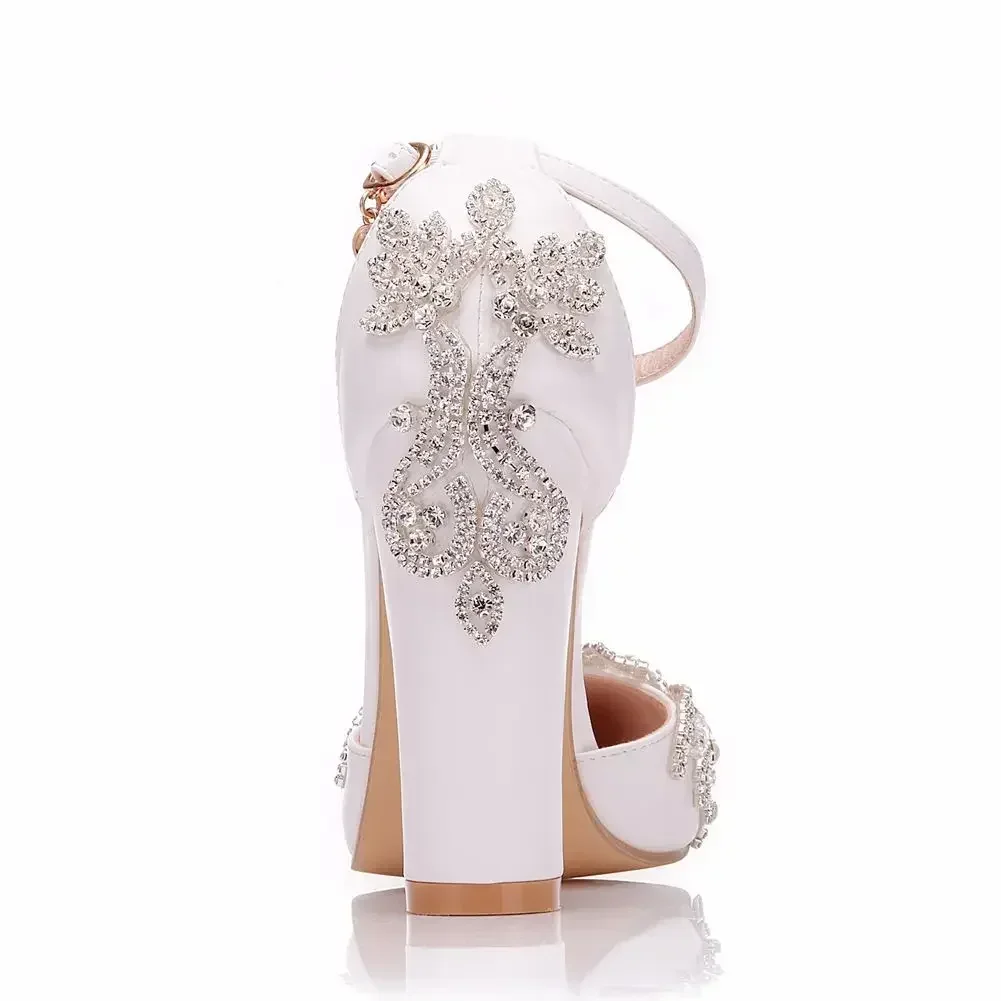 2022 Dày Gót Mũi Nhọn Với Đế D - đánh giá và giá Rhinestone Sandal Women