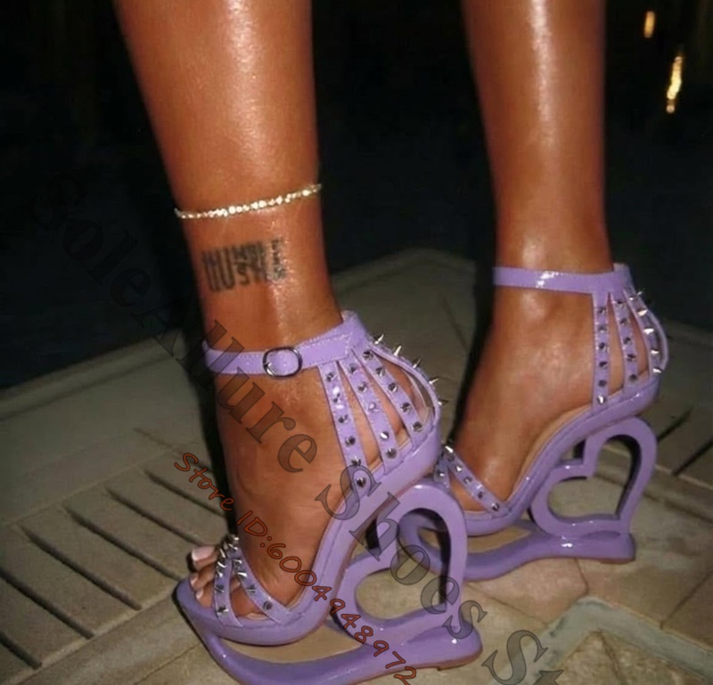 Hot Pink Spike Stud Caged Hear - đánh giá và giá Peep Toe Heels