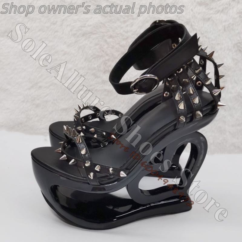 Hot Pink Spike Stud Caged Hear - đánh giá và giá Peep Toe Heels