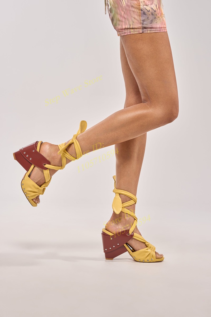 Yellow Faux Leather Lace-up St - đánh giá và giá Women'S Shoes Yellow