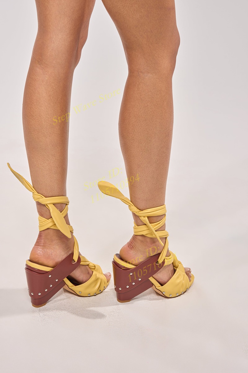 Yellow Faux Leather Lace-up St - đánh giá và giá Women'S Shoes Yellow