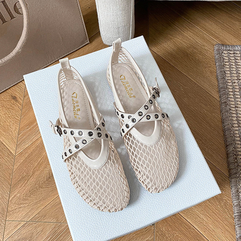 Hollow Out Mesh Mary Jeans Fla - đánh giá và giá Women Shoes Jeans