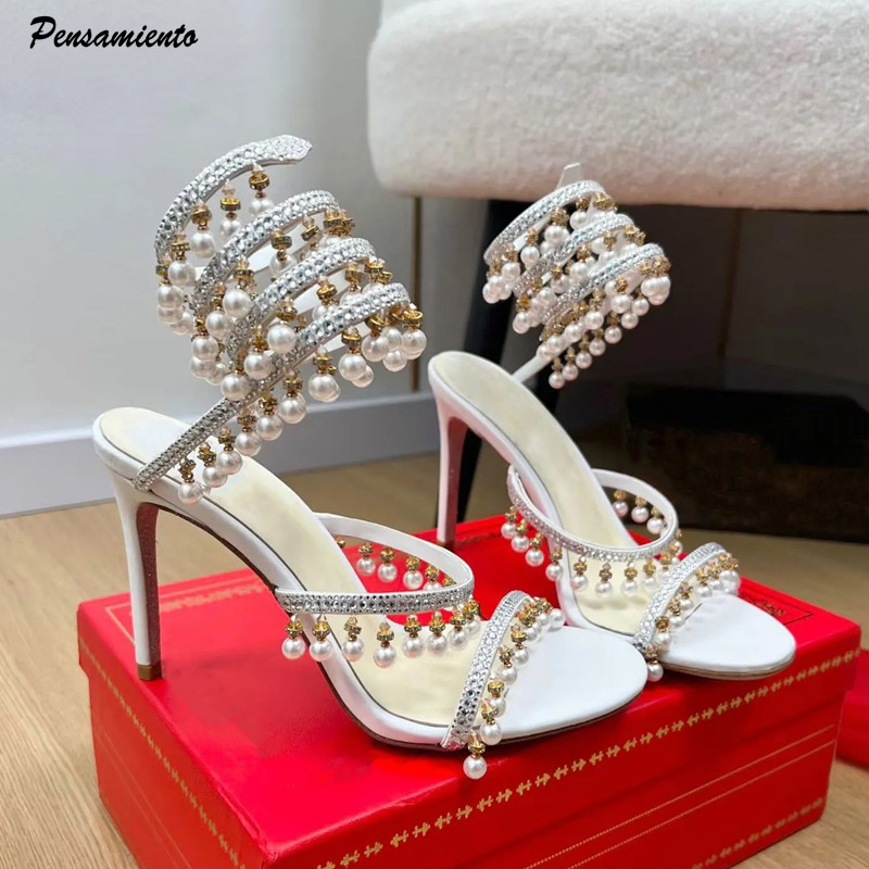 Luxury Rhinestones Pearls Tass - đánh giá và giá Rhinestone Sandal Women