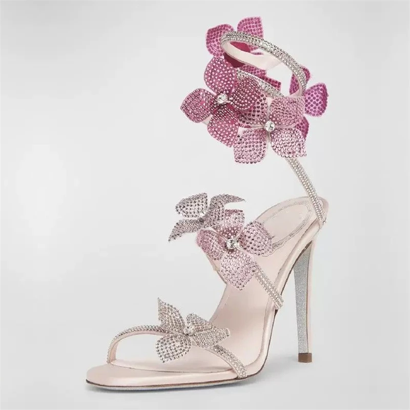 Eilyken Sexy CRYSTAL Flower Th - đánh giá và giá Peep Toe Heels
