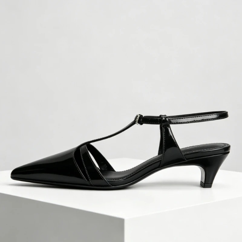 Patent Leather Kitten Heel Wom - đánh giá và giá Ankle Strap Heels