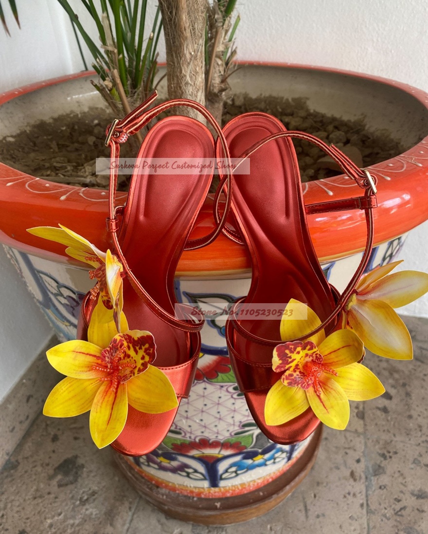 Metalic Matte Slingback Flower - đánh giá và giá Women'S Shoes Yellow