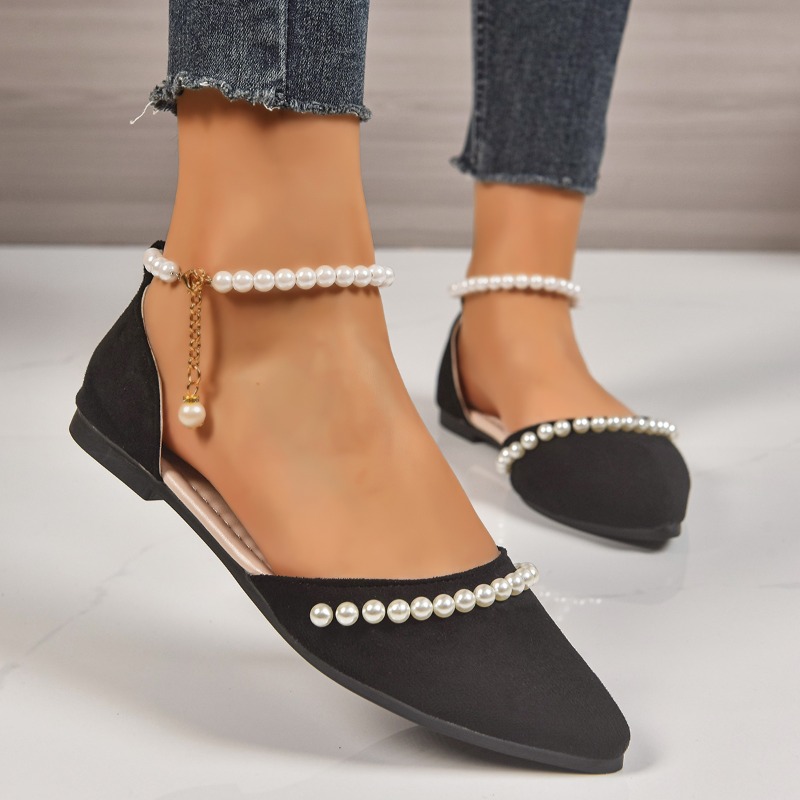 Pearl Decor Pointed Toe Flats  - đánh giá và giá Ankle Strap Heels