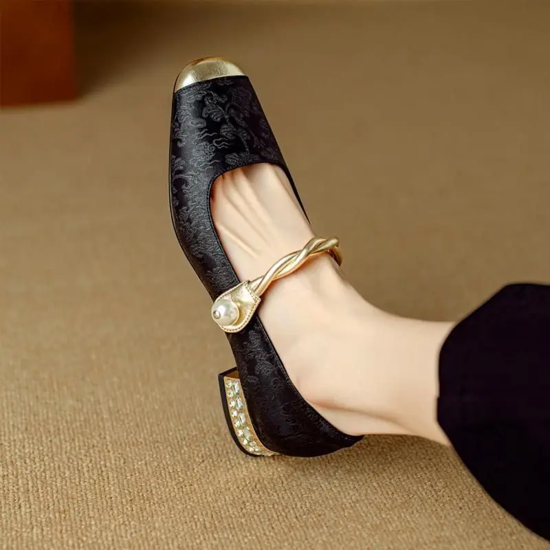 Block Heel Woman Pumps Square  - đánh giá và giá Women Shoes Japanese Brand